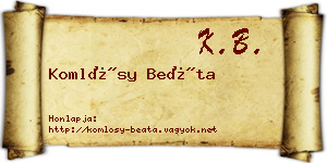 Komlósy Beáta névjegykártya