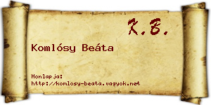Komlósy Beáta névjegykártya